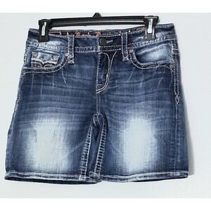 Rock Revival Bermuda Shorts Women's Size 26 Denim Thick Stitch Julee Pre-owned